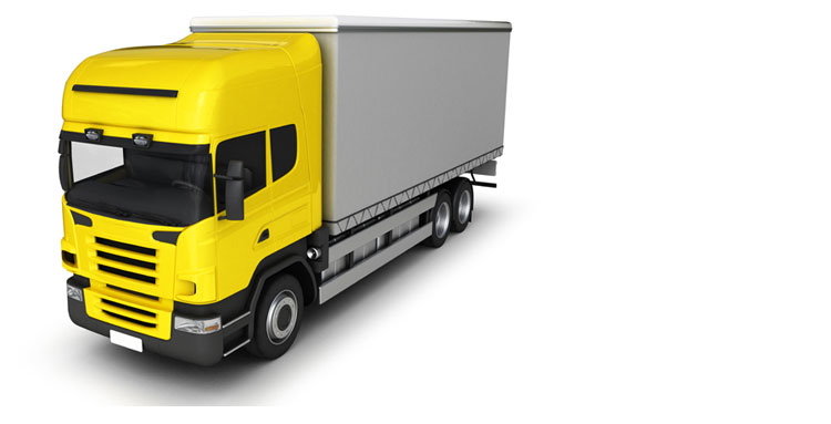 Die HDI LKW-Versicherung sichert den gelben LKW bestens ab